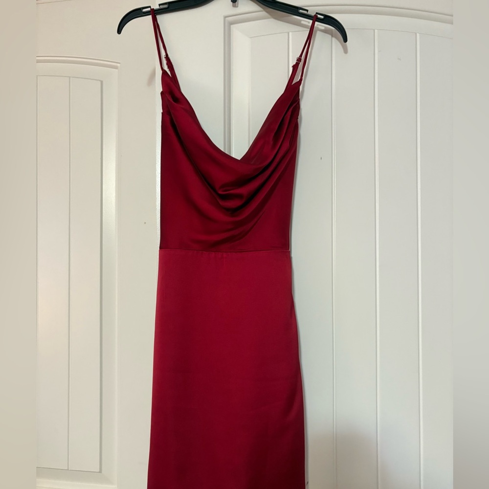 Lulu's Red Sheath Cocktail Dress with Cowl Neck